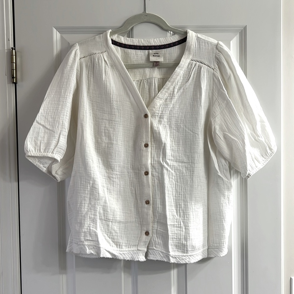 Knox Rose Elbow Sleeve Button Down Shirt Size M